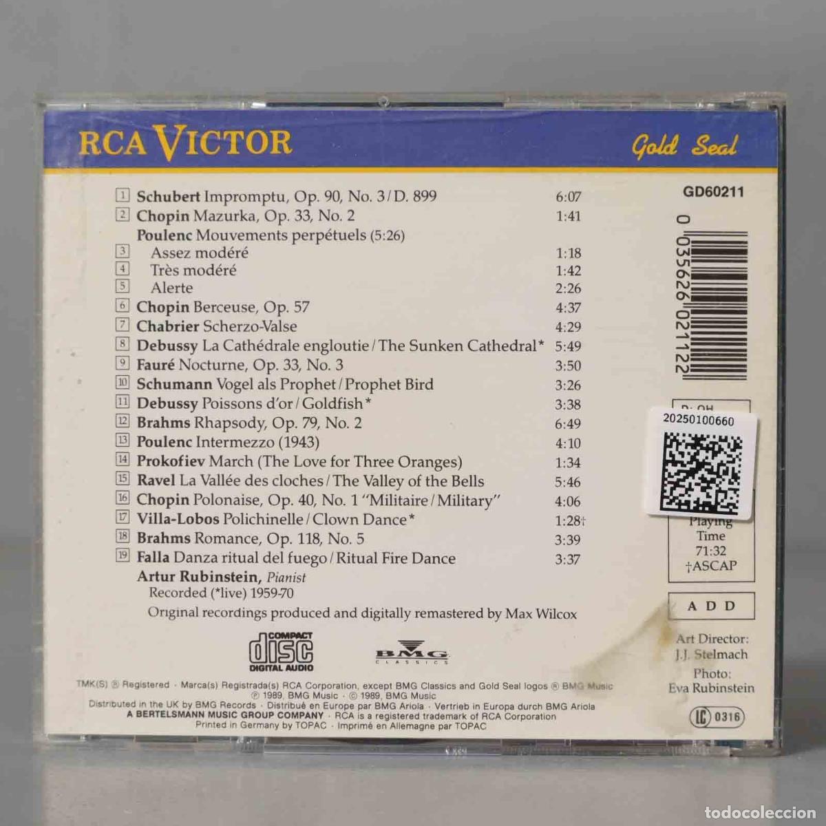CDs de m&uacute;sica: CD. Artur Rubinstein &ndash; Highlights From The Rubinstein Collection - Foto 2