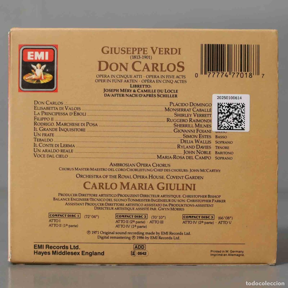 CDs de m&uacute;sica: CD. Giulini &ndash; Don Carlos. VERDI. DOMINGO - Foto 2