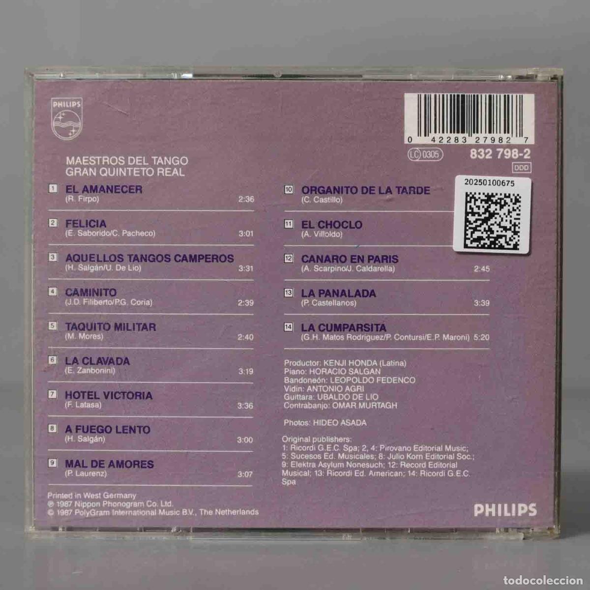 CDs de m&uacute;sica: CD. Gran Quinteto Real &ndash; Maestros Del Tango - Foto 2