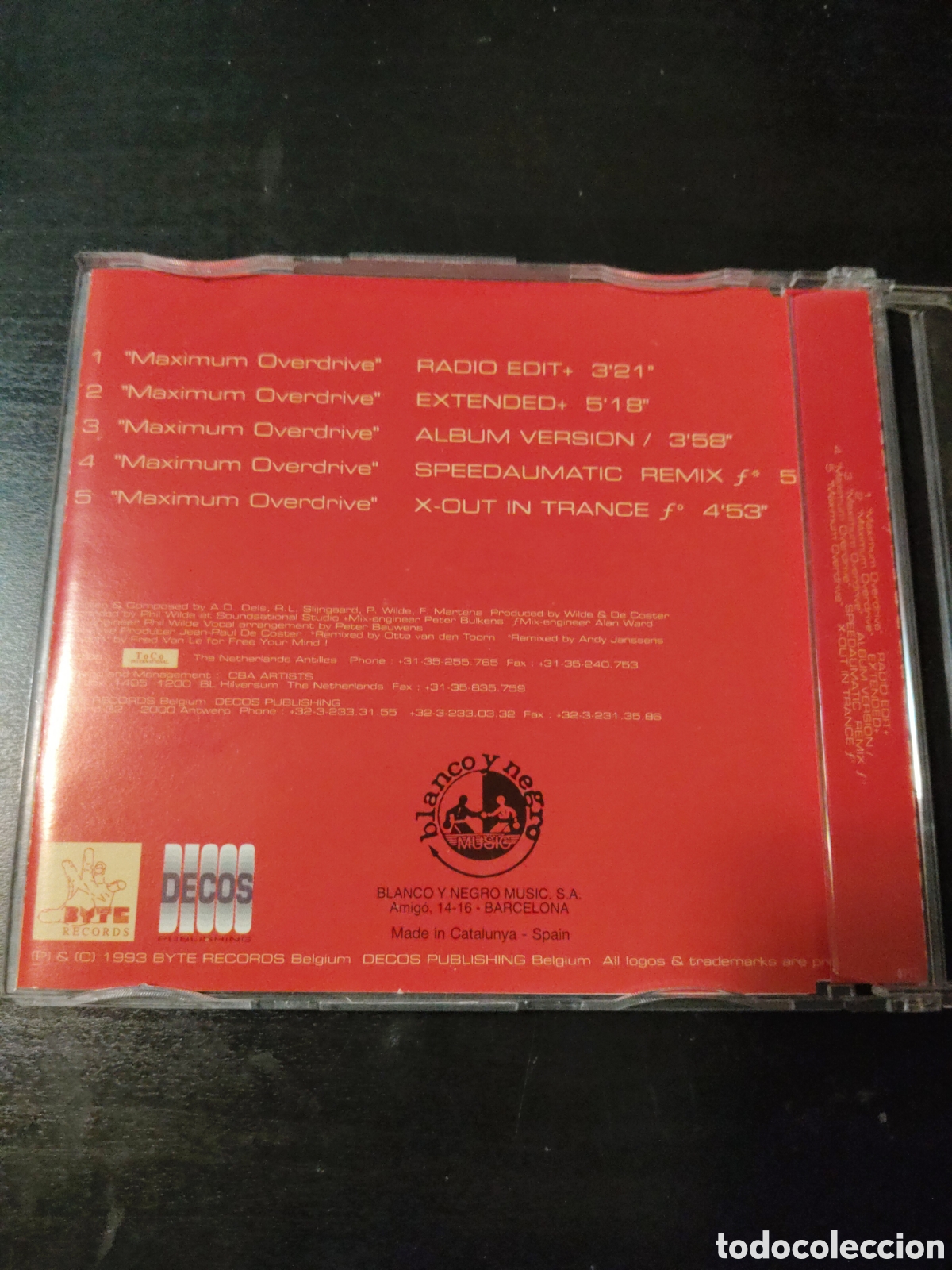 CDs de m&uacute;sica: 2 Unlimited&nbsp;&ndash;&nbsp;Maximum Overdrive CD maxi single 1993 Espa&ntilde;a - Foto 3