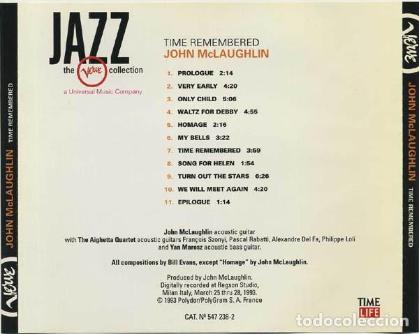 CDs de m&uacute;sica: John McLaughlin plays Bill Evans - Time remembered - Foto 2