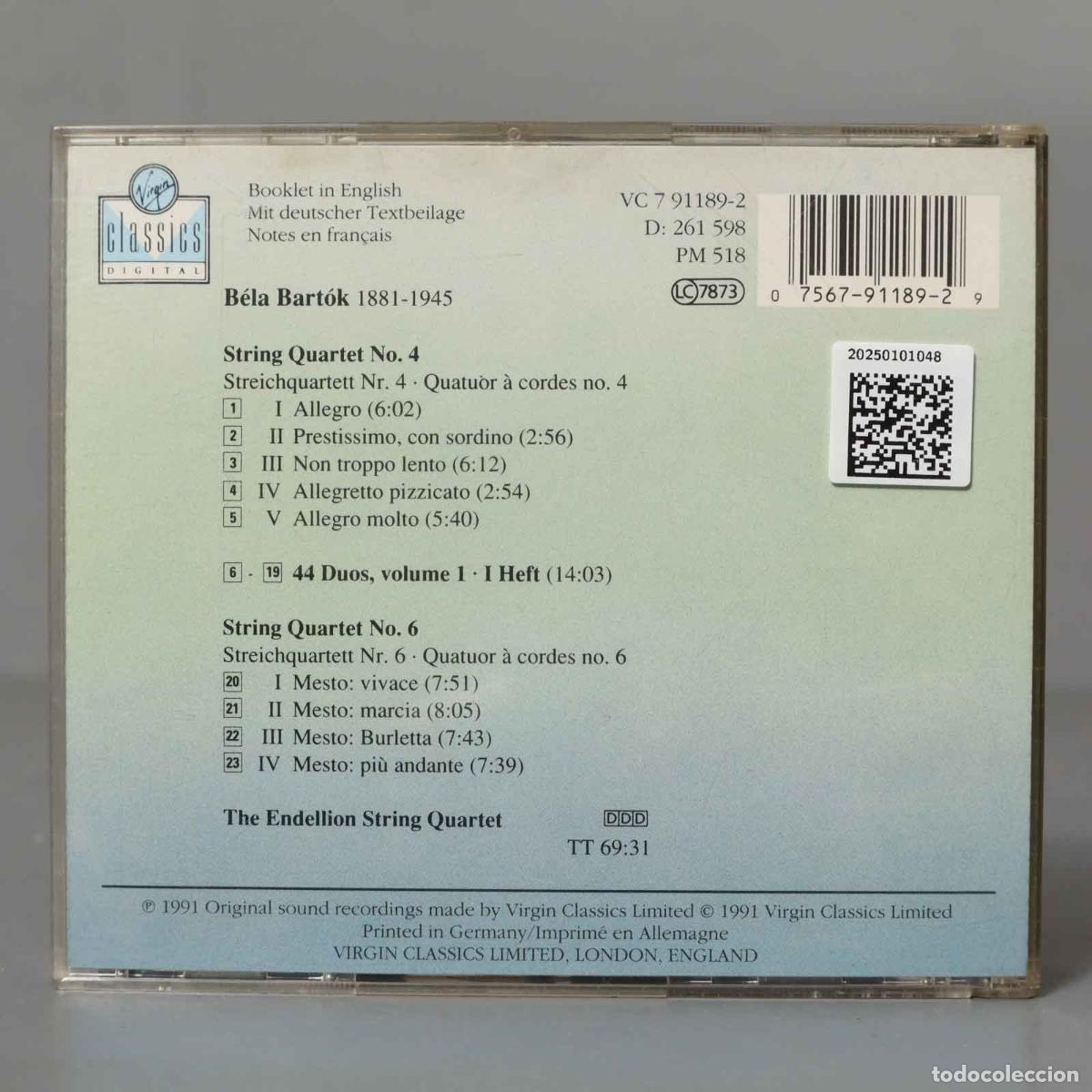 CDs de m&uacute;sica: CD. Bart&oacute;k - The Endellion String Quartet &ndash; String Quartets 4 and 6 / 44 Duos, Volume 1 - Foto 2