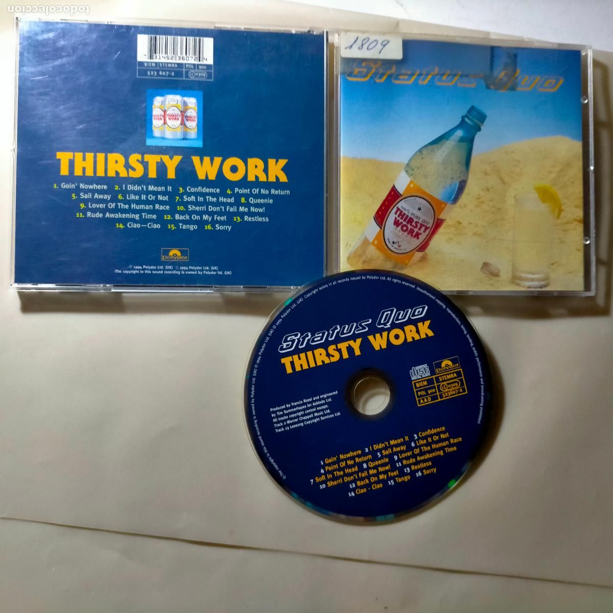 CDs de m&uacute;sica: musica cd - STATUS QUO THIRSTY WORK CD ROCK - Foto 1