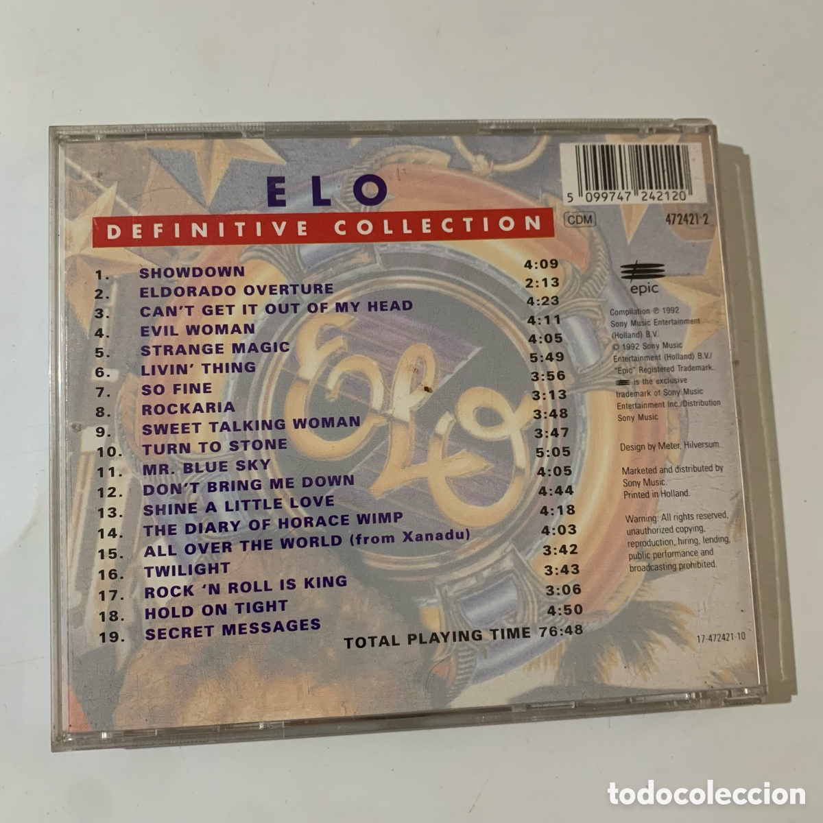 CDs de m&uacute;sica: CD ELO ELECTRIC LIGHT ORCHESTRA DEFINITIVE COLLECTION DE 1992 - Foto 3