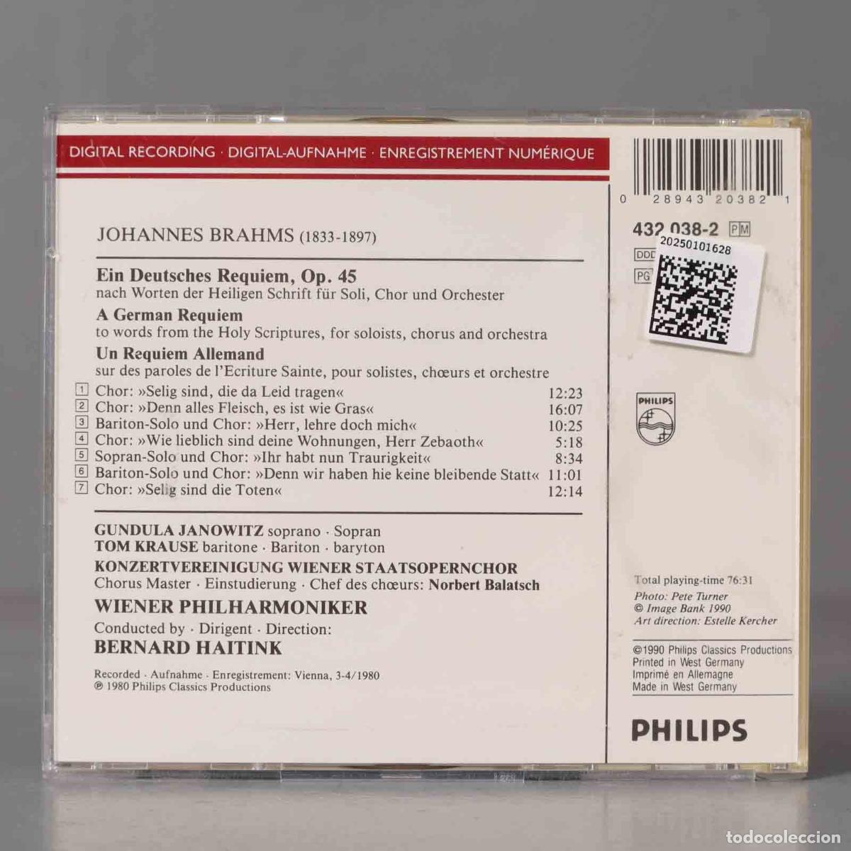 CDs de m&uacute;sica: CD. Haitink &ndash; Ein Deutsches Requiem. Brahms, Janowitz &bull; Krause - Foto 2