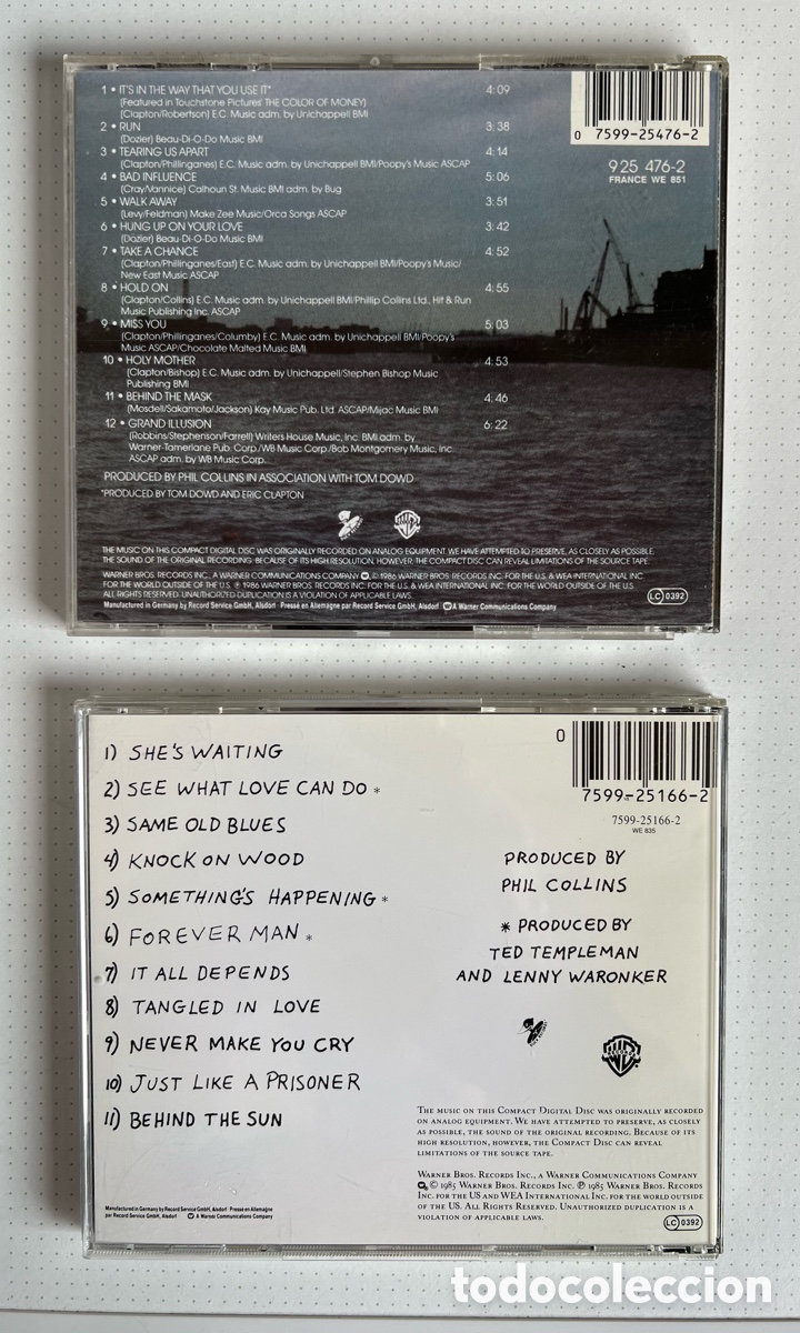 CDs de m&uacute;sica: Eric Clapton lote &ldquo;Behind the sun&rdquo; &ldquo;August&rdquo; - Foto 2