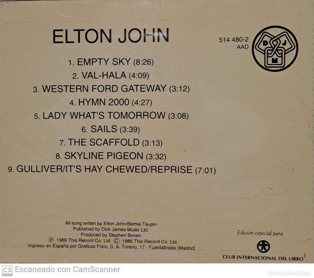 CDs de m&uacute;sica: Elton John &lrm;&ndash; Empty Sky - Foto 2