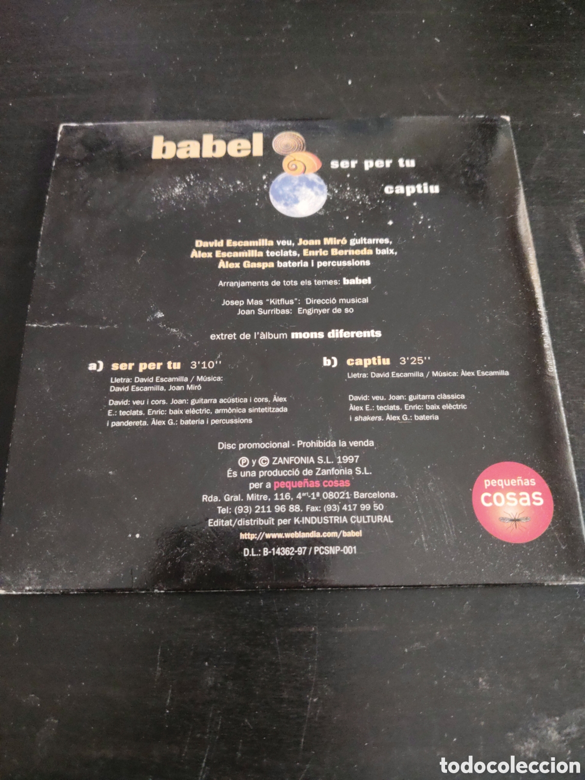 CDs de m&uacute;sica: Babel&nbsp;&ndash;&nbsp;Ser Per Tu CD single promo 1997 Espa&ntilde;a - Foto 2