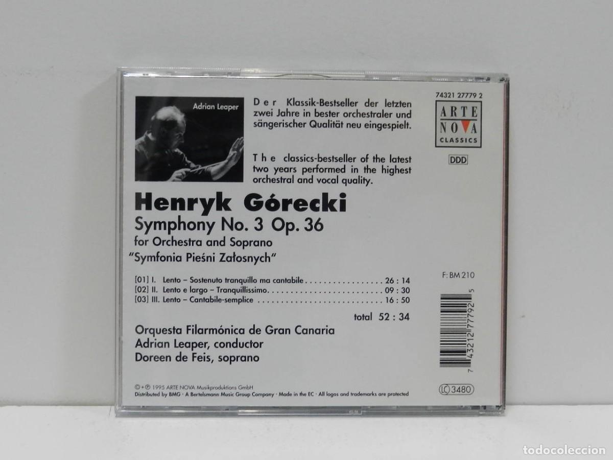 CDs de m&uacute;sica: DISCO CD. Henryk G&oacute;recki &ndash; Symphony No. 3, Op. 36. COMPACT DISC. - Foto 2