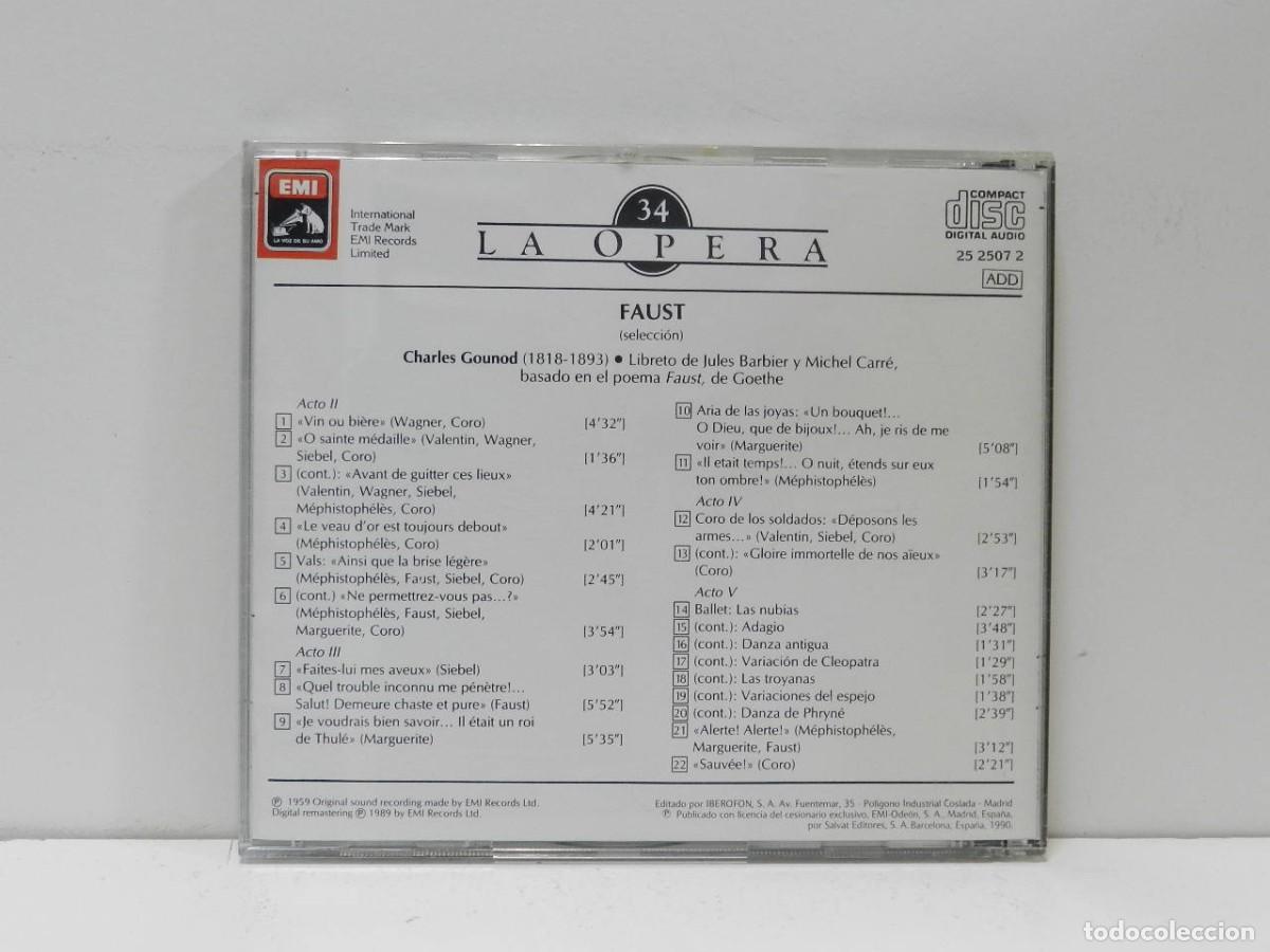 CDs de m&uacute;sica: DISCO CD. Gounod &ndash; Faust - La Opera 34. COMPACT DISC. - Foto 2