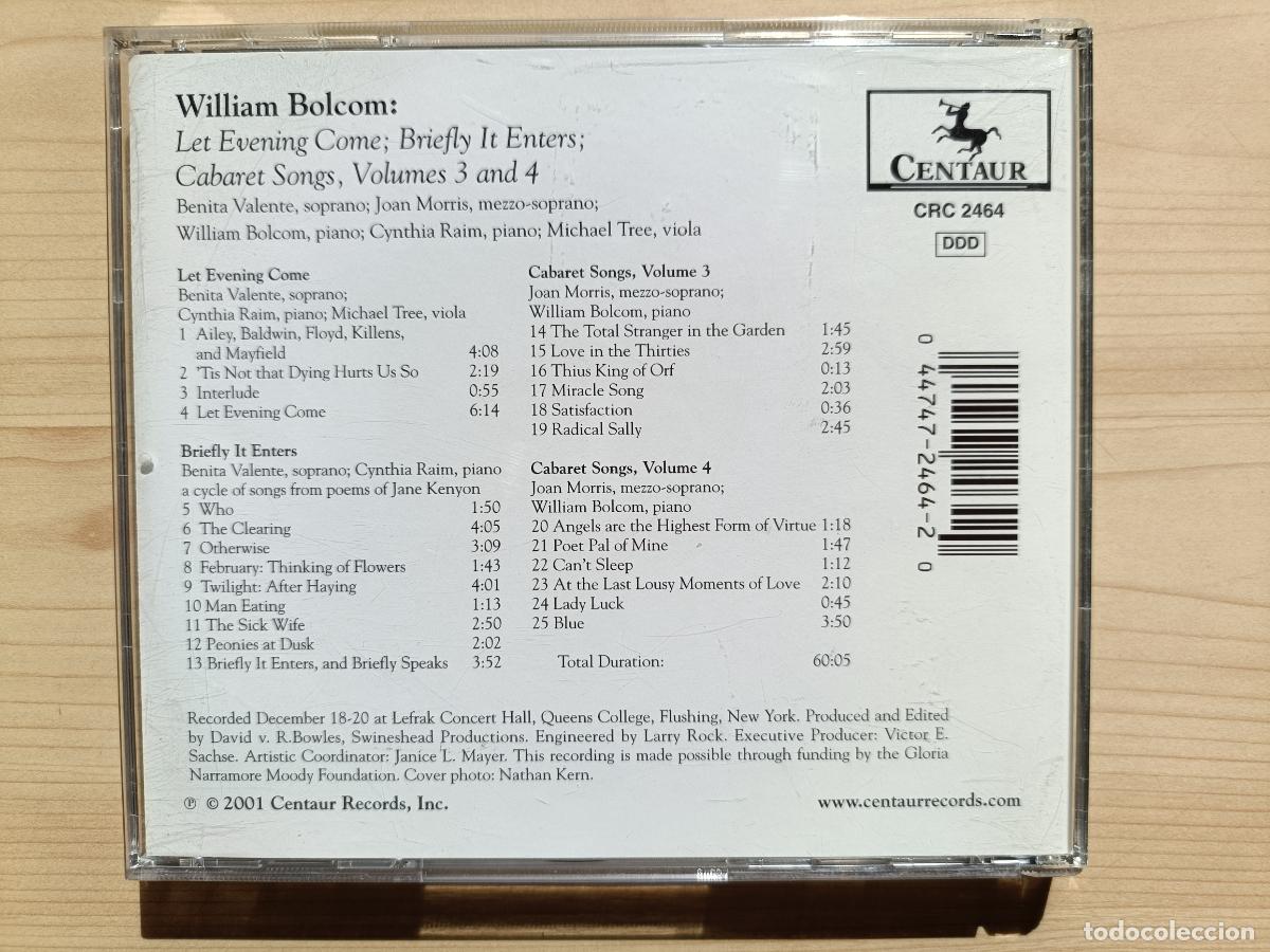 CDs de m&uacute;sica: William Bolcom: Let Evenig Come. Centaur Records, 2001. - Foto 4