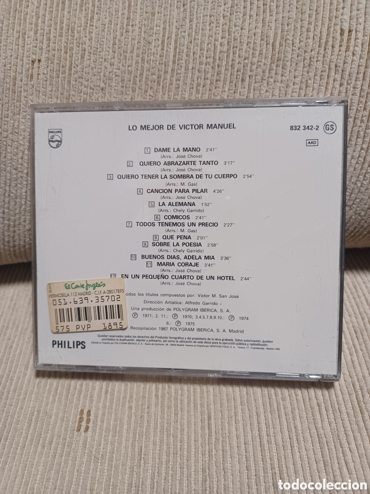 CDs de m&uacute;sica: Cd lo mejor de victor manuel - Foto 2