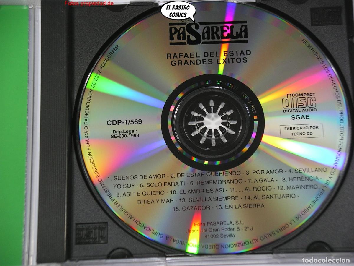 CDs de m&uacute;sica: Rafael del Estad, Grandes &Eacute;xitos, CD Pasarela, 1993 - Foto 3