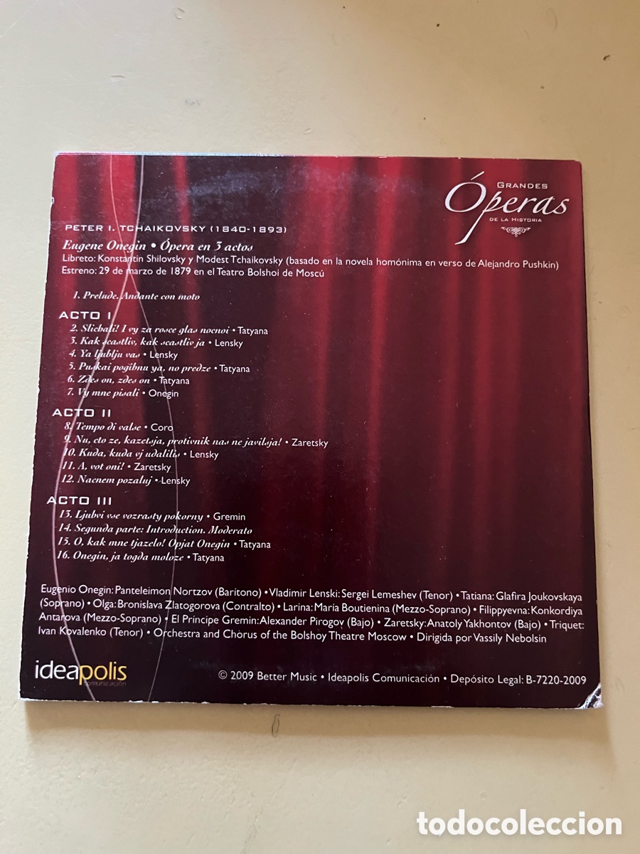 CDs de m&uacute;sica: Eugene Onegin. Tchaikovsky. CD Grandes &Oacute;peras - Foto 2