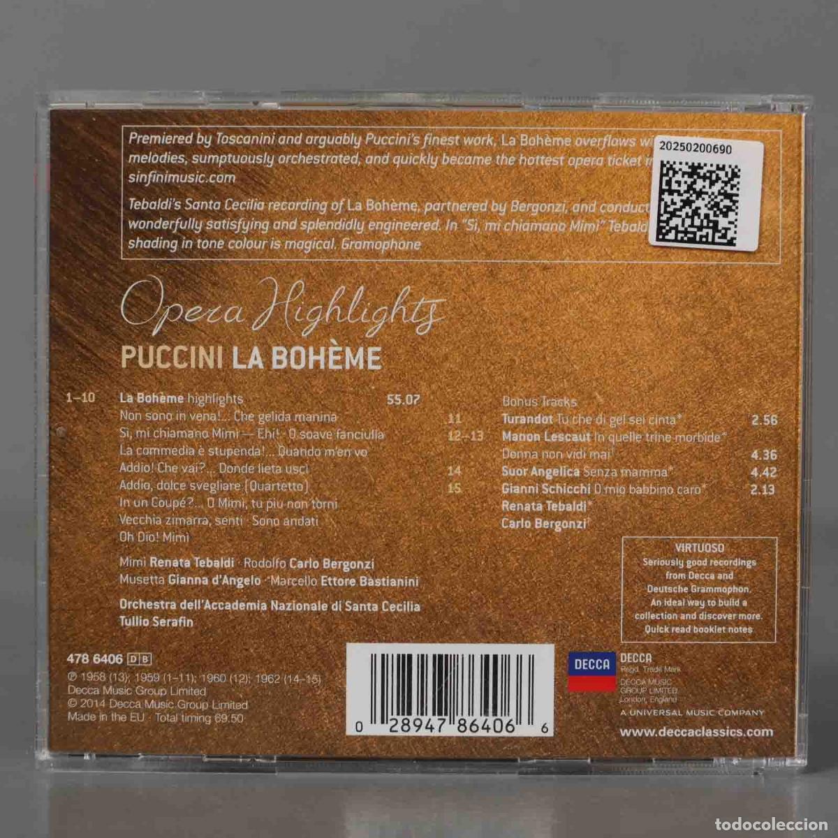 CDs de m&uacute;sica: CD. Cecilia &ndash; La Boh&egrave;me TEBALDI PUCCINI - Foto 2