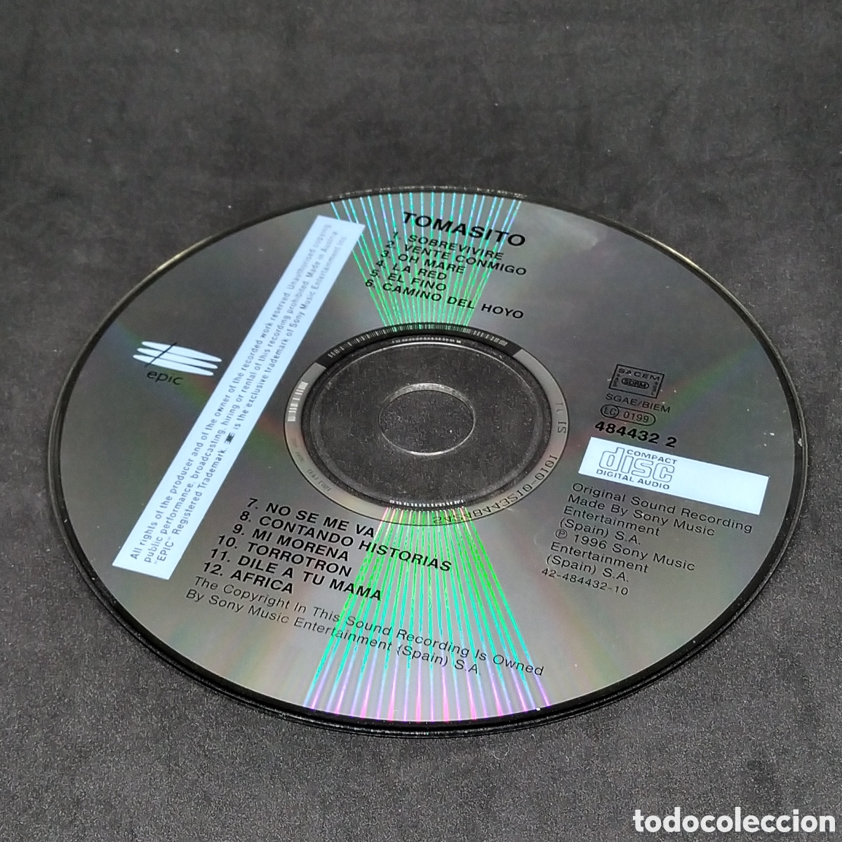 CDs de m&uacute;sica: TOMASITO - TOMASITO - CD - DISCO VERIFICADO - 1996 - Foto 6