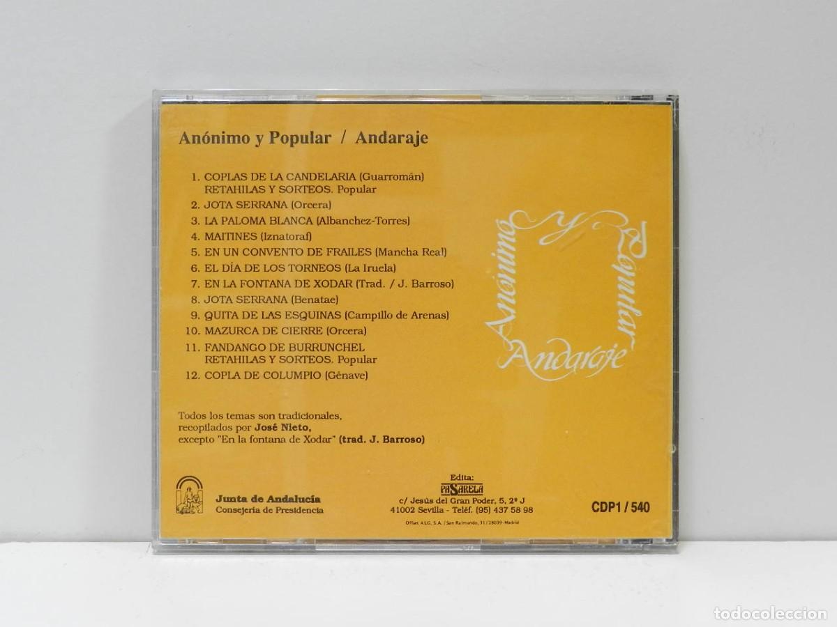 CDs de m&uacute;sica: DISCO CD. Andaraje &ndash; An&oacute;nimo Y Popular. COMPACT DISC. - Foto 2