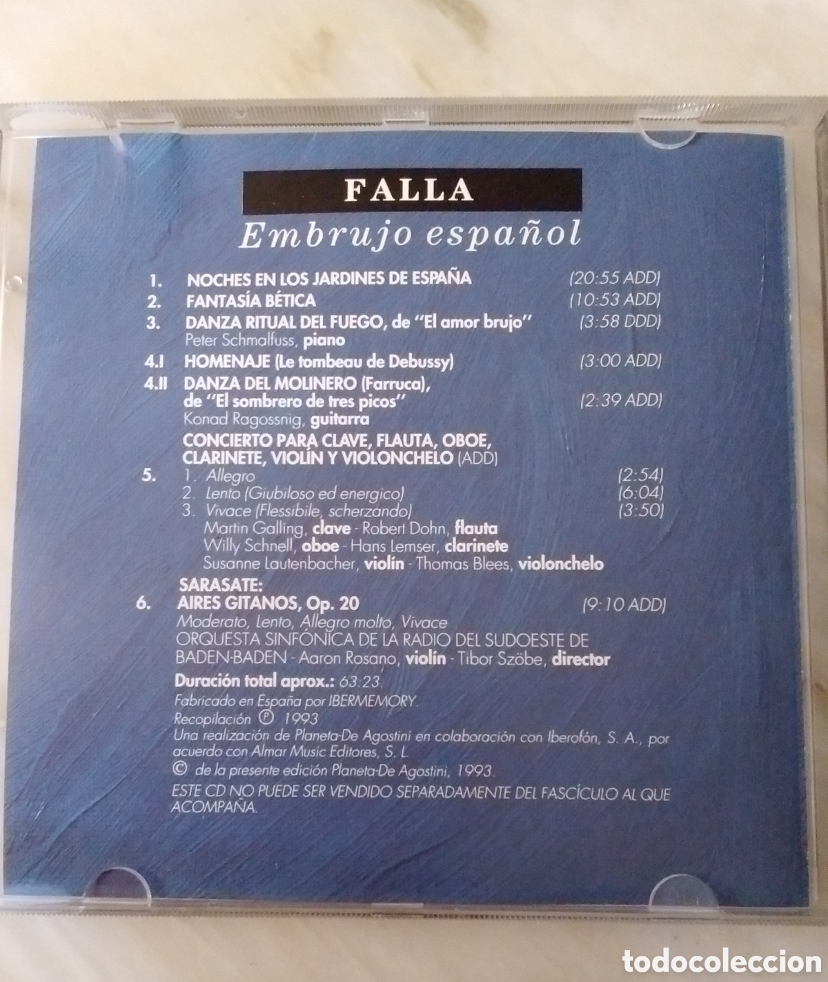 CDs de m&uacute;sica: CD THE CLASSICAL COLLECTION. FALLA. EMBRUJO ESPA&Ntilde;OL - Foto 3