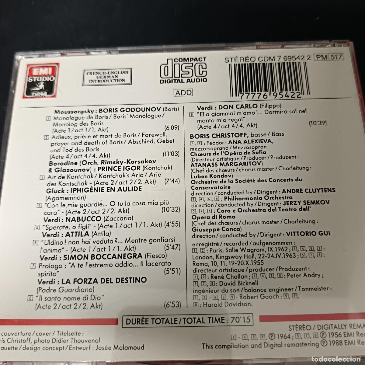 CDs de m&uacute;sica: BORIS CHRISTOFF, OPERA ARIAS - CD - Foto 2