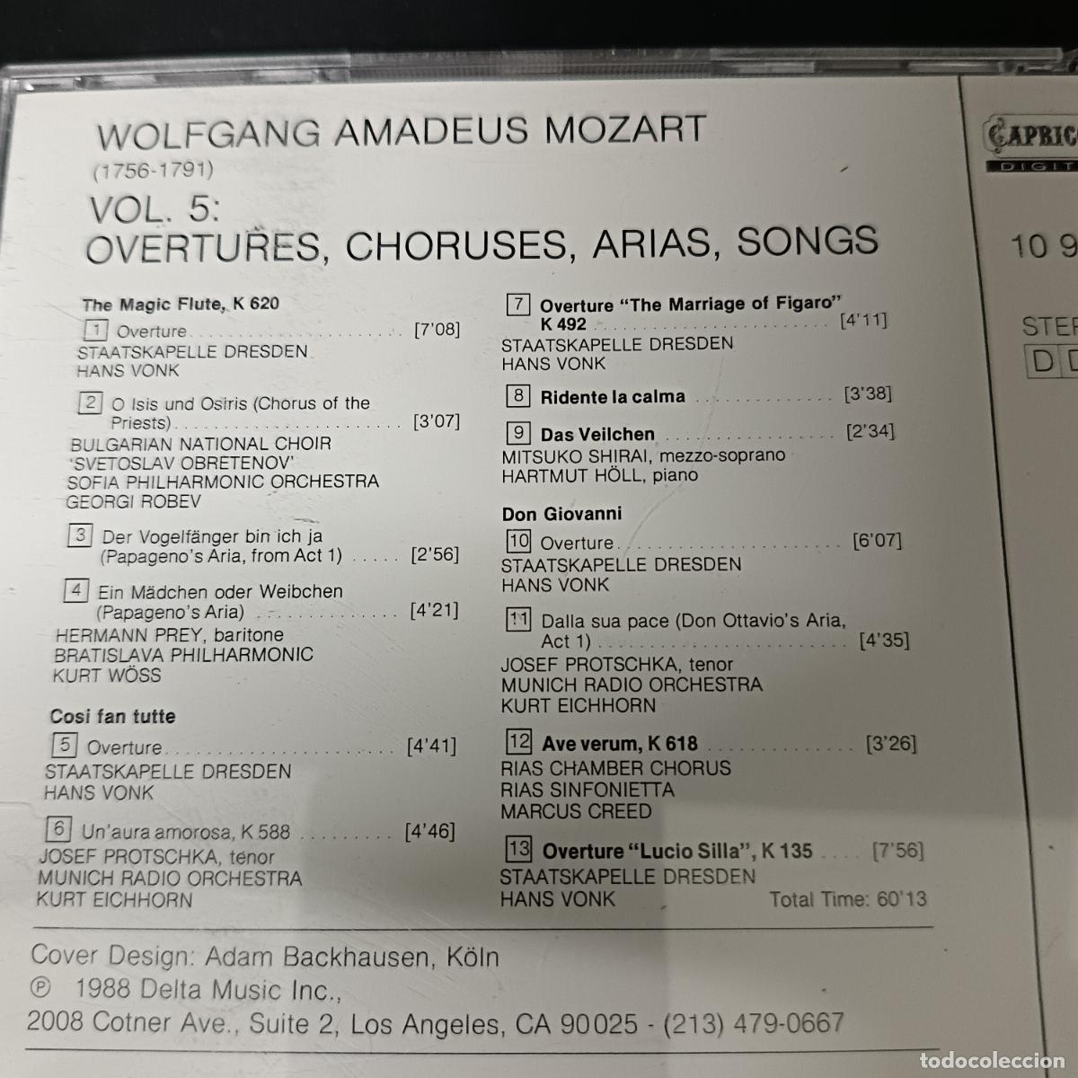CDs de m&uacute;sica: MOZART, MASTERPIECES: Overtures, choruses, arias... CD - Foto 2