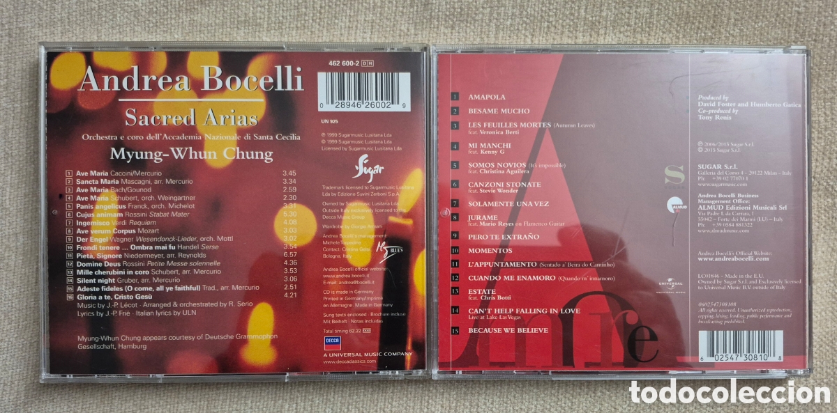 CDs de m&uacute;sica: Lote 2 CDs Andrea Bocelli - Foto 2