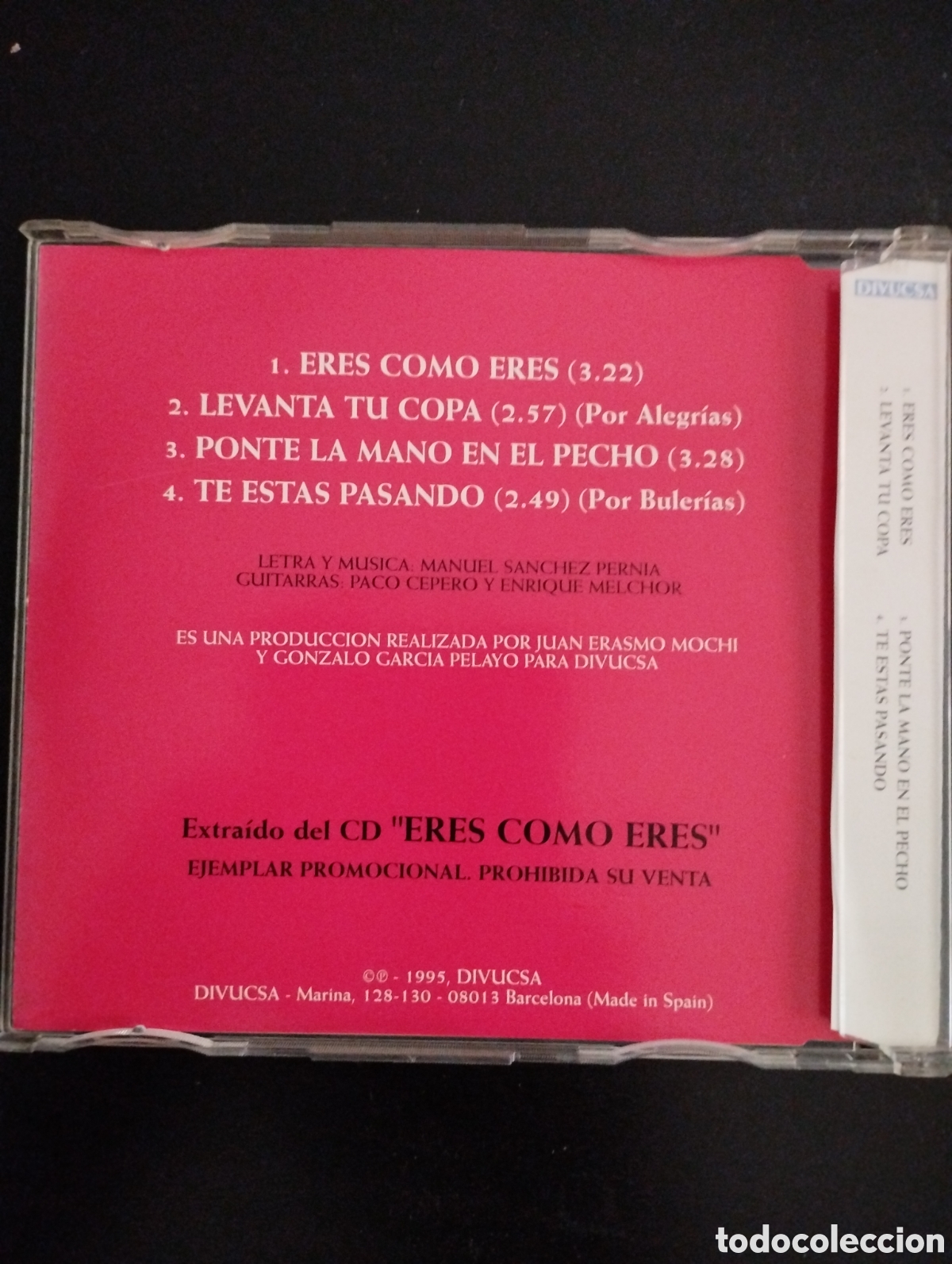 CDs de m&uacute;sica: Mar&iacute;a Jim&eacute;nez &ndash; Eres Como Eres. CD, Maxi-Single, Promo, 1995 - Foto 2