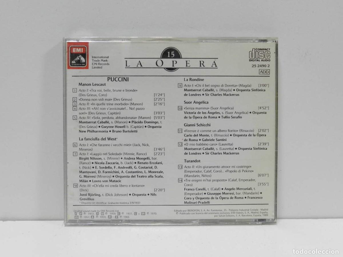 CDs de m&uacute;sica: DISCO CD. Puccini &ndash; La Opera 15. COMPACT DISC. - Foto 2