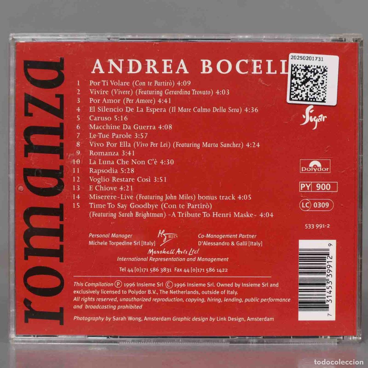 CDs de m&uacute;sica: CD. Andrea Bocelli &ndash; Romanza - Foto 2