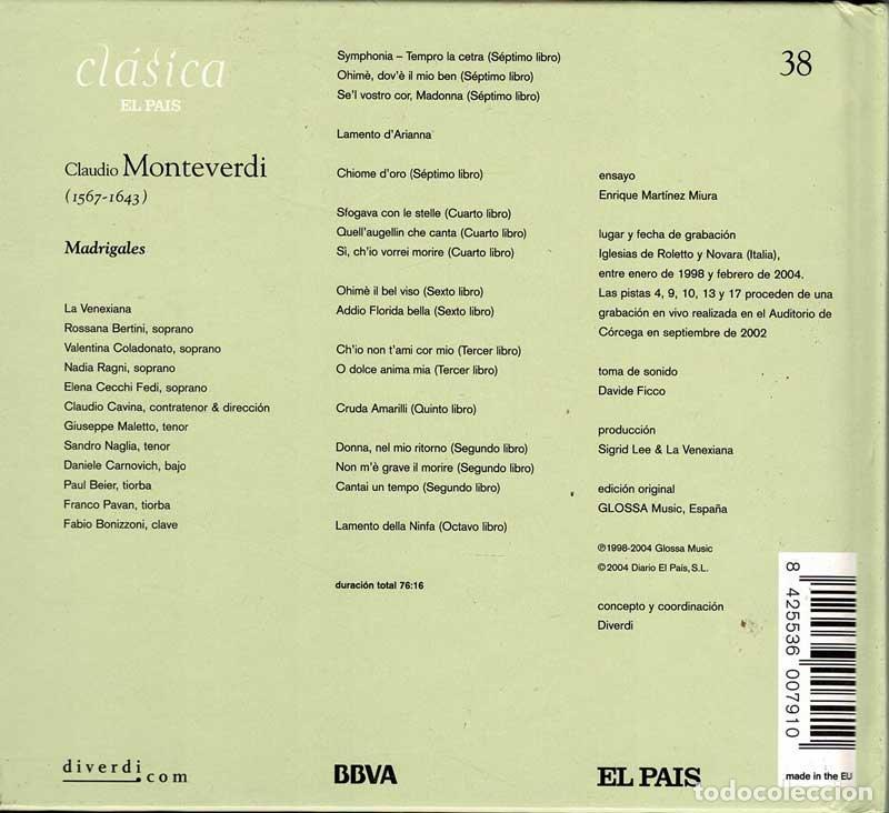CDs de m&uacute;sica: Monteverdi - Madrigales. CD - Foto 2