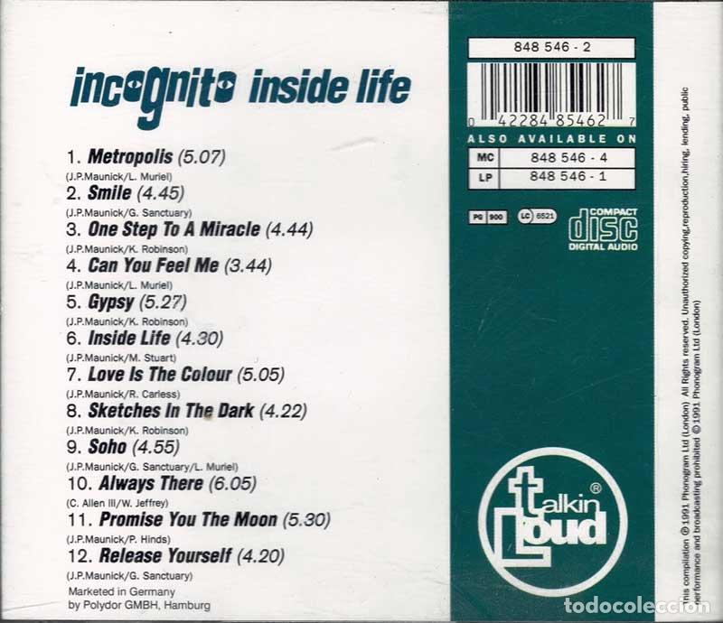 CDs de m&uacute;sica: Incognito - Inside Life. CD - Foto 2