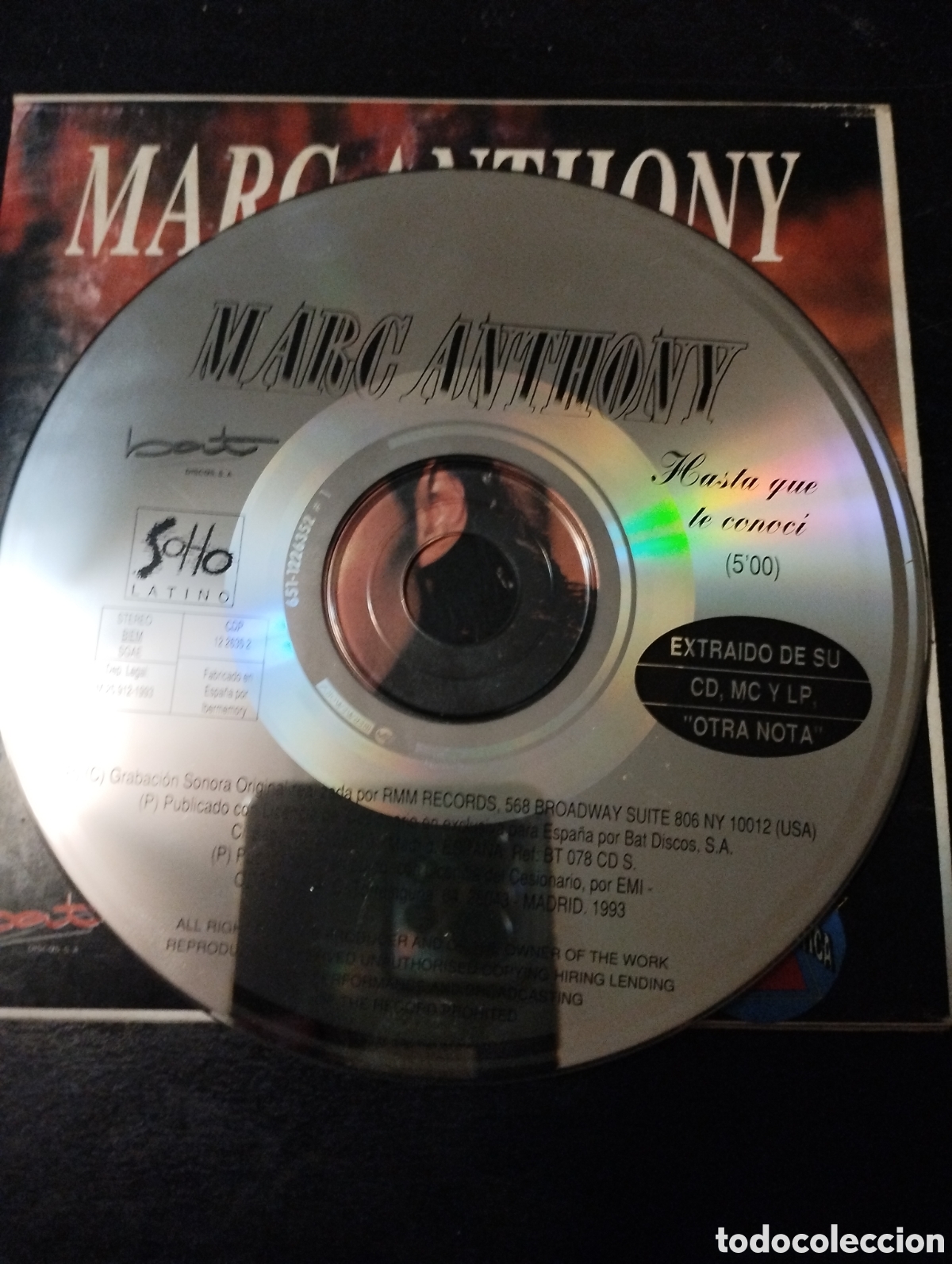 CDs de m&uacute;sica: Marc Anthony - Hasta que te conoc&iacute;. CD, Single. 1993 - Foto 3