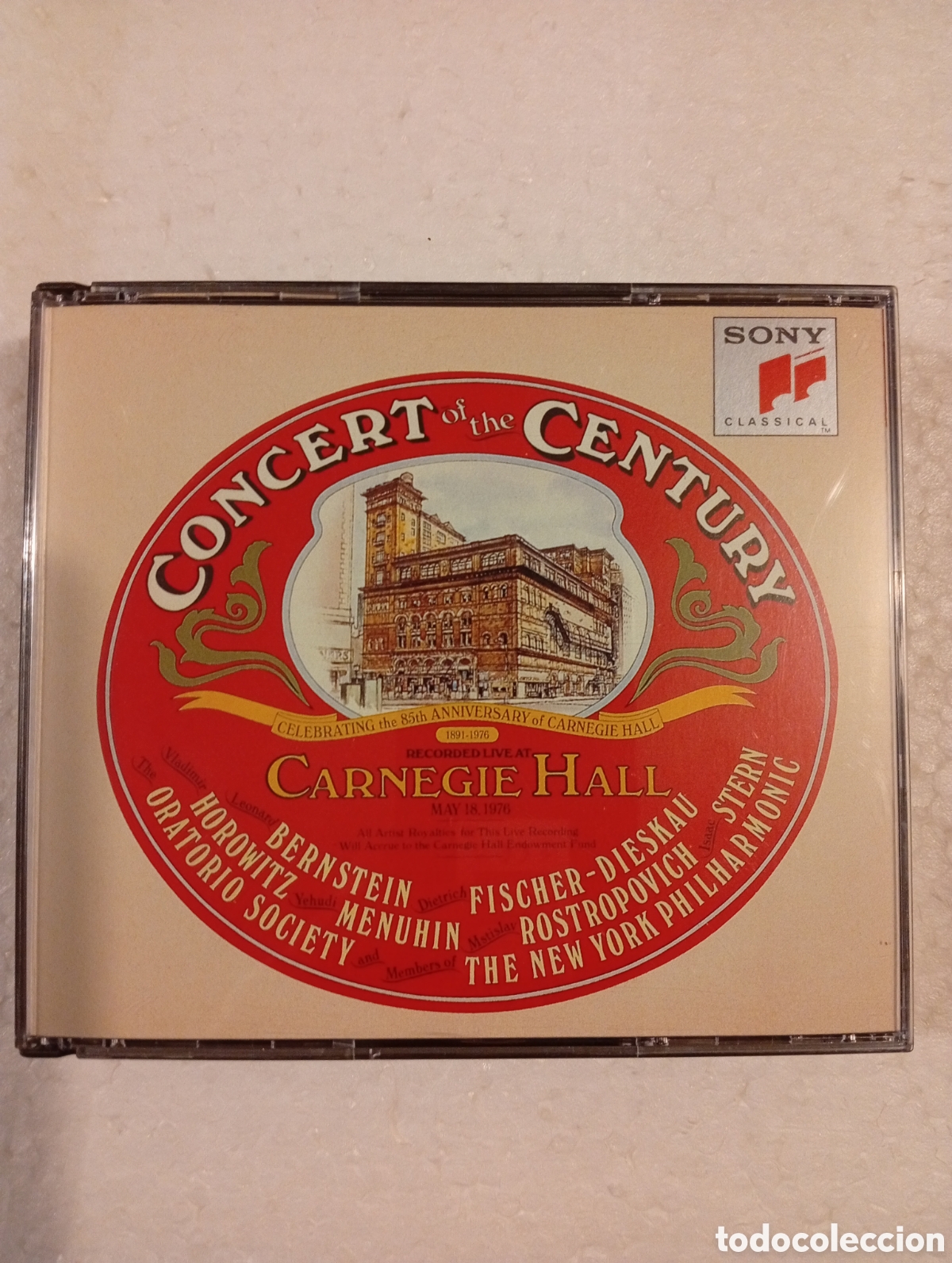 CDs de m&uacute;sica: 2 CDs. CONCERT OF THE CENTURY. CELEBRATING 85 ANNIVERSARY CARNEGIE HALL. LIVE MAY 18. 1976.