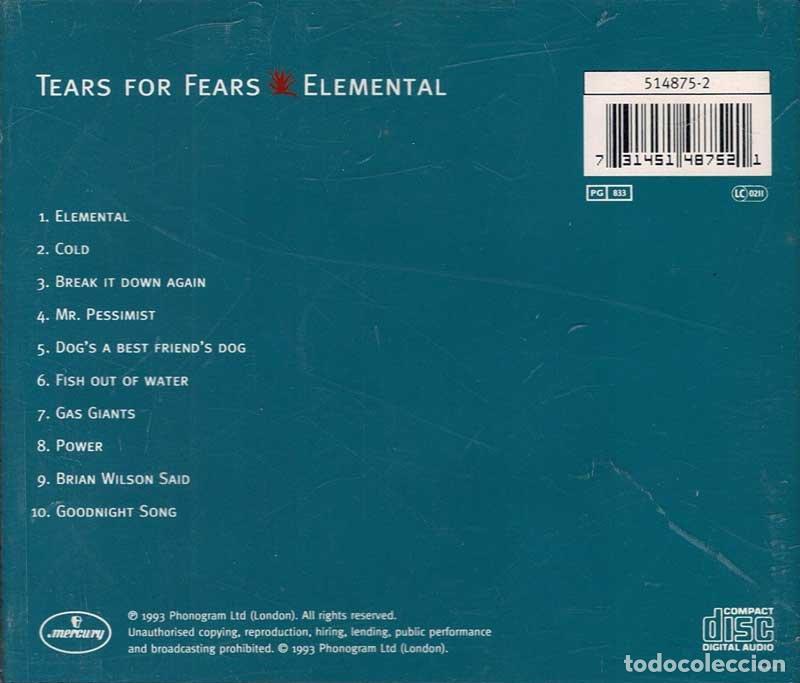 CDs de m&uacute;sica: Tears For Fears - Elemental. CD - Foto 2