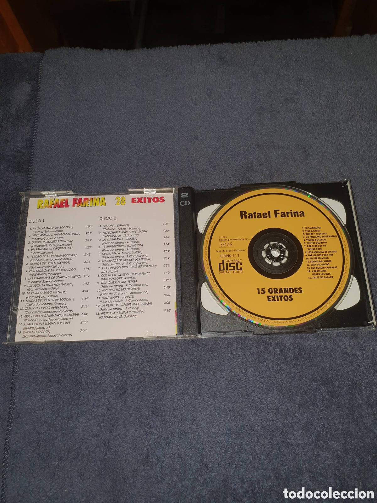 CDs de m&uacute;sica: CD-30. 2 Discos, Rafael Farina - 28 &Eacute;xitos, 1996, De 2&ordf; Mano. - Foto 4