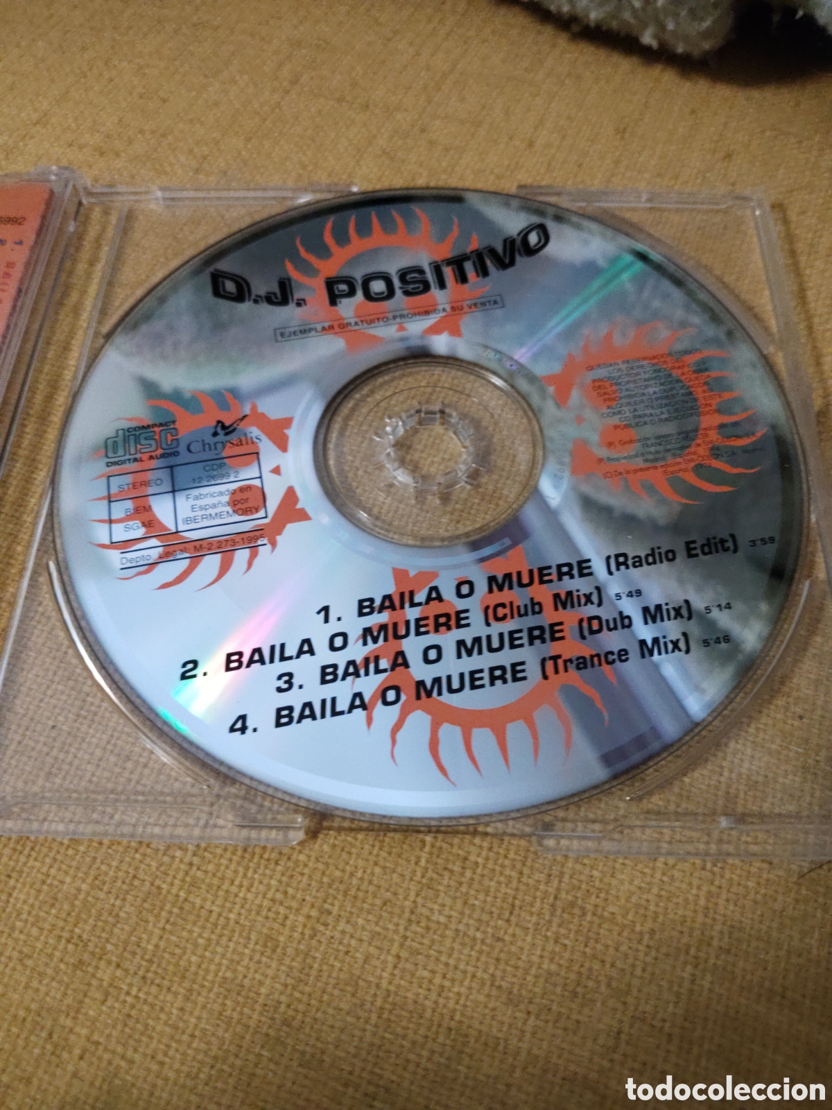 CDs de m&uacute;sica: DJ Positivo&nbsp;&ndash;&nbsp;Baila O Muere. Cd maxi single 1995 Espa&ntilde;a - Foto 2