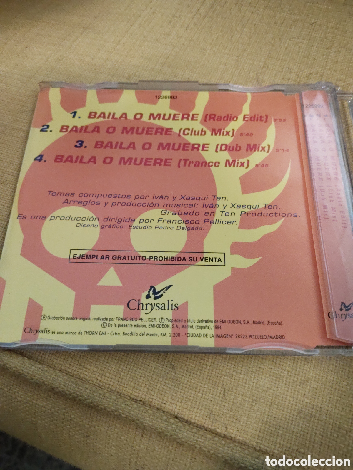 CDs de m&uacute;sica: DJ Positivo&nbsp;&ndash;&nbsp;Baila O Muere. Cd maxi single 1995 Espa&ntilde;a - Foto 3