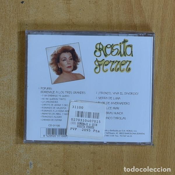 CDs de m&uacute;sica: ROSITA FERRER - HOMENAJE A QUINTERO LEON - CD - Foto 2