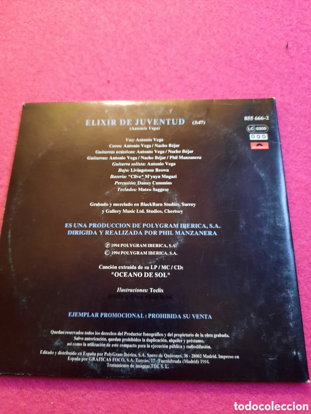 CDs de m&uacute;sica: Antonio Vega. Cd single. Promocional. Elixir de Juventud - Foto 2