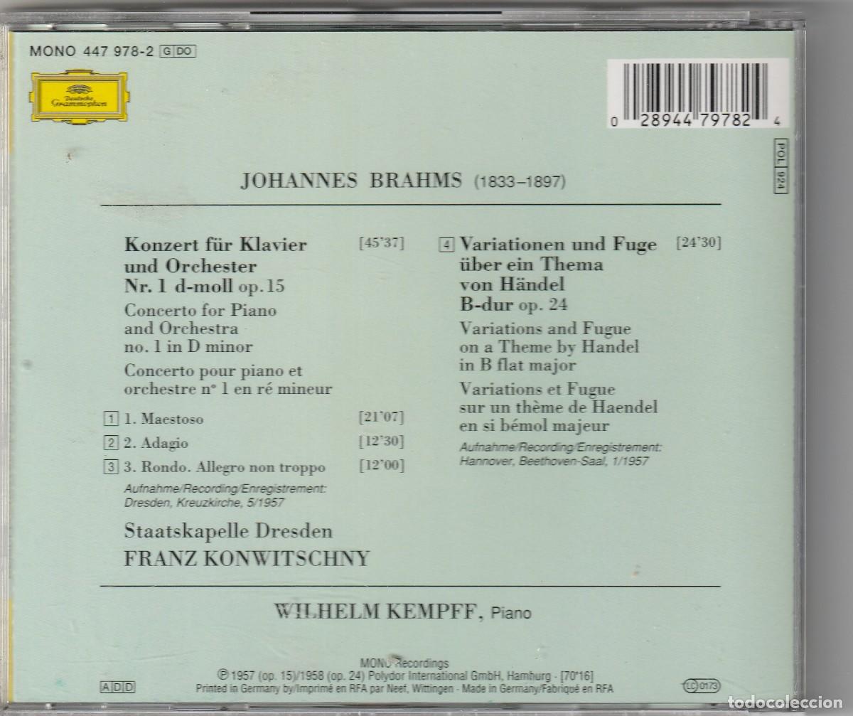 CDs de m&uacute;sica: WILHELM HELM - BRAHMS &middot; HANDEL (CD DGG 1995) - Foto 2