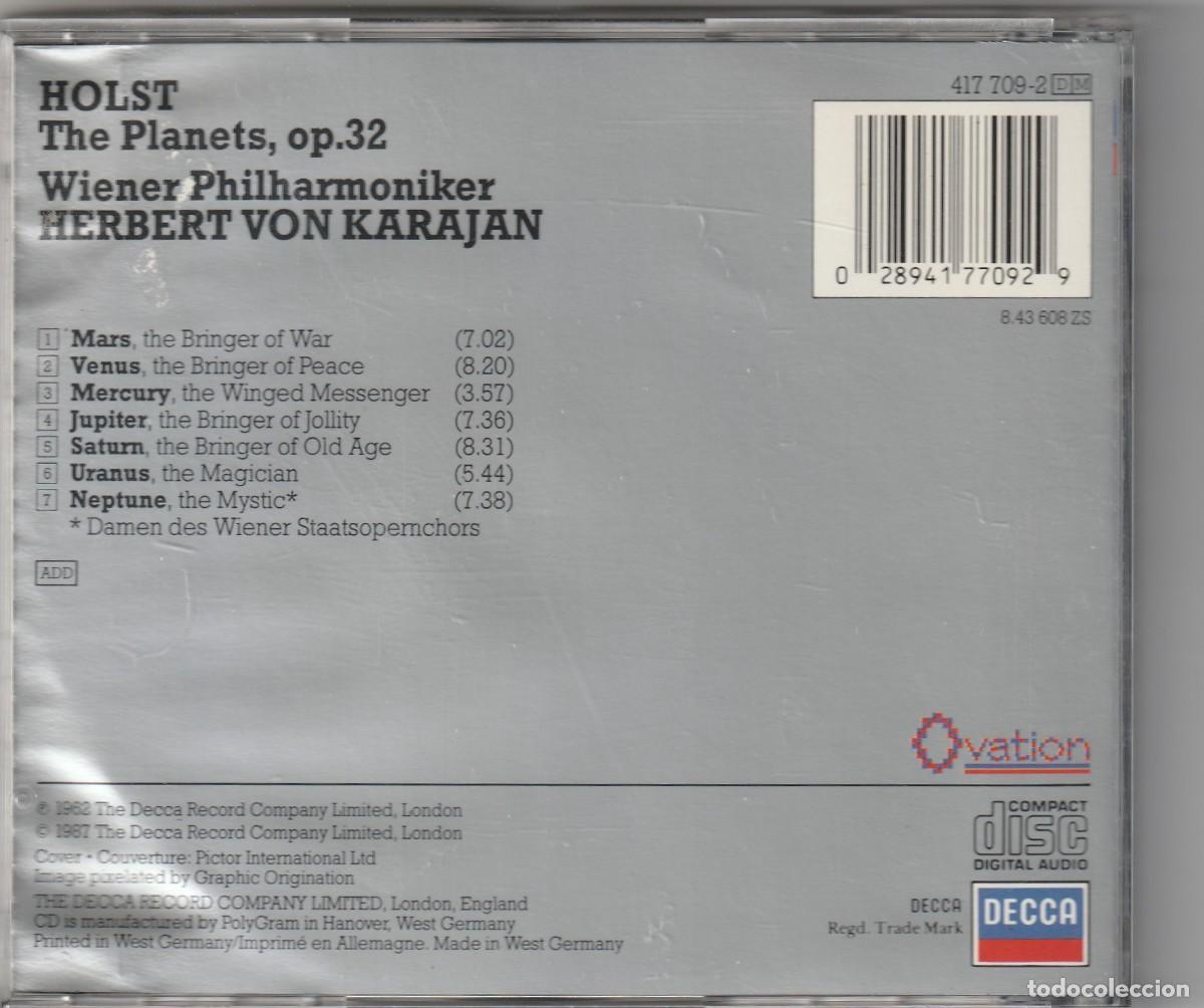 CDs de m&uacute;sica: HOLST - THE PLANETS (CD DECCA 1987) KARAJAN - Foto 2