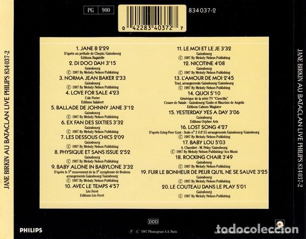 CDs de m&uacute;sica: Jane Birkin - Au Bataclan - Foto 2
