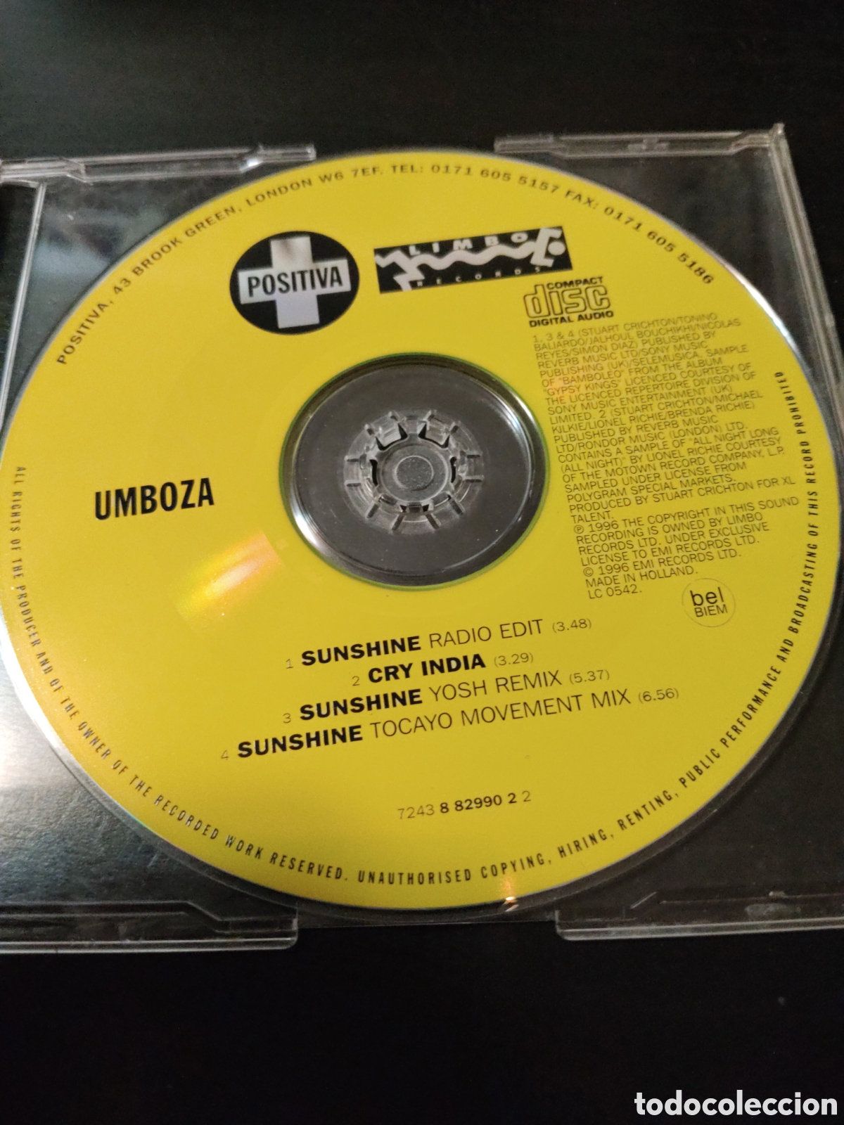 CDs de m&uacute;sica: Umboza&nbsp;&ndash;&nbsp;Sunshine. Cd single 1996 - Foto 2