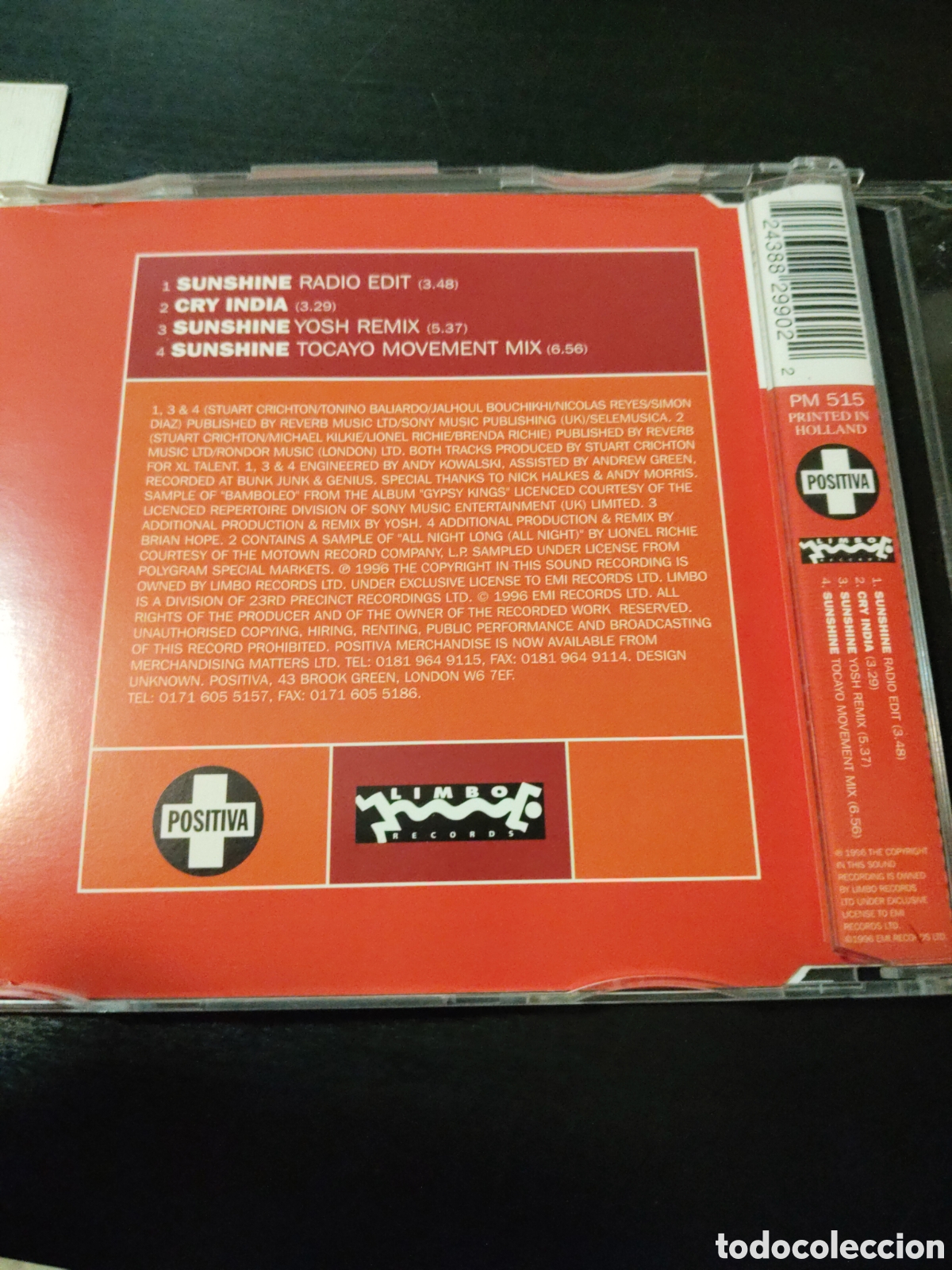 CDs de m&uacute;sica: Umboza&nbsp;&ndash;&nbsp;Sunshine. Cd single 1996 - Foto 3