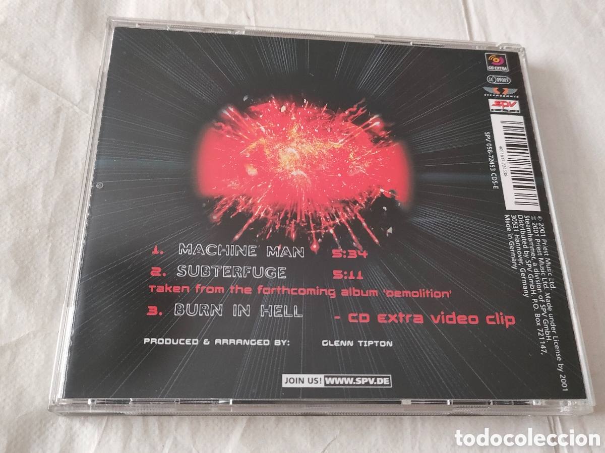 CDs de m&uacute;sica: Judas Priest. Cd single Machine Man. 2001 SPV - Foto 2
