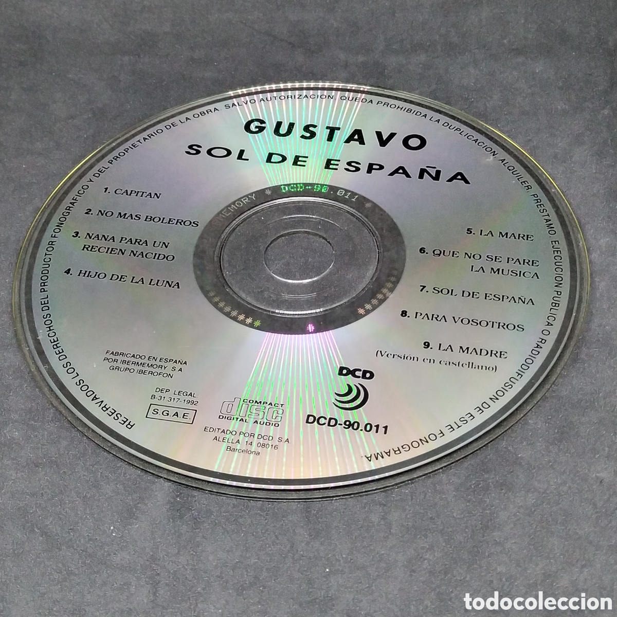 CDs de m&uacute;sica: GUSTAVO - SOL DE ESPA&Ntilde;A - CD - 1992 - DISCO VERIFICADO - Foto 5
