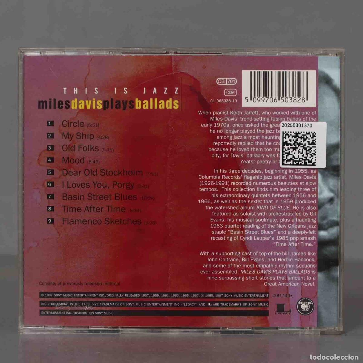 CDs de m&uacute;sica: CD. Miles Davis &ndash; Miles Davis Plays Ballads - Foto 2