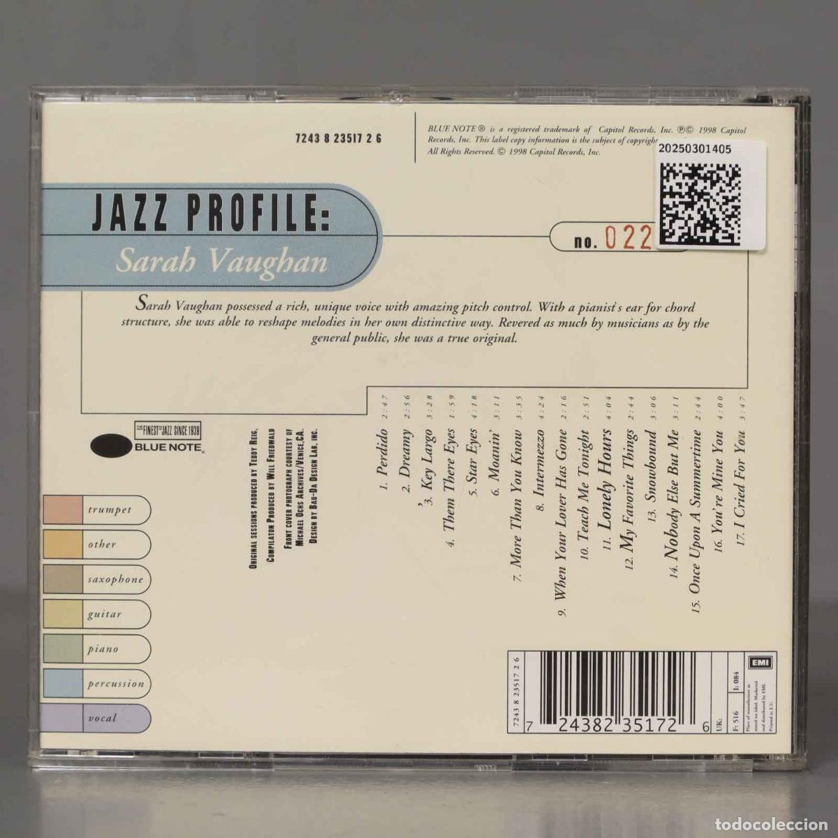 CDs de m&uacute;sica: CD. Sarah Vaughan &ndash; Jazz Profile - Foto 2