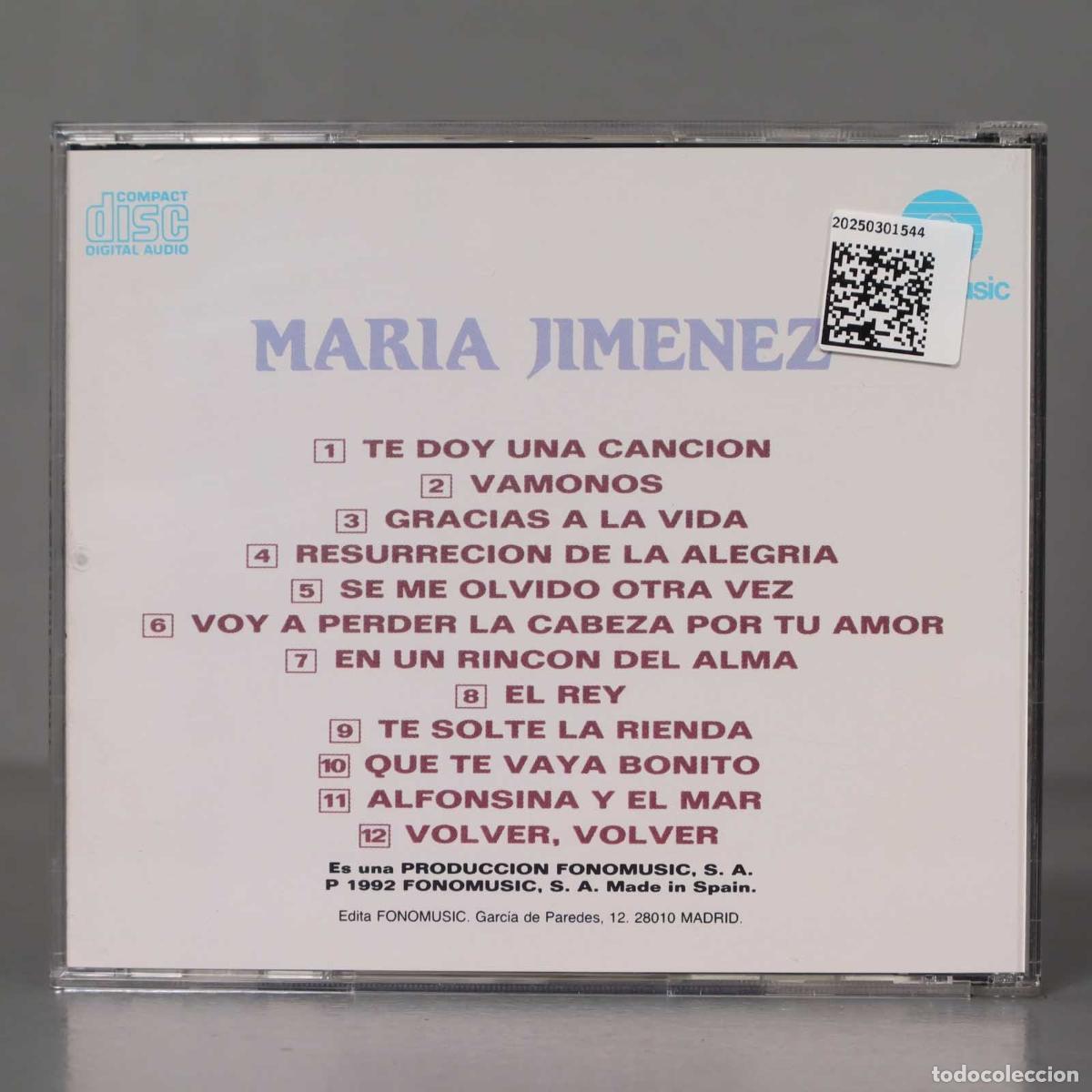 CDs de m&uacute;sica: CD. Mar&iacute;a Jim&eacute;nez &ndash; 12 Grandes &Eacute;xitos De Mar&iacute;a Jim&eacute;nez - Foto 2