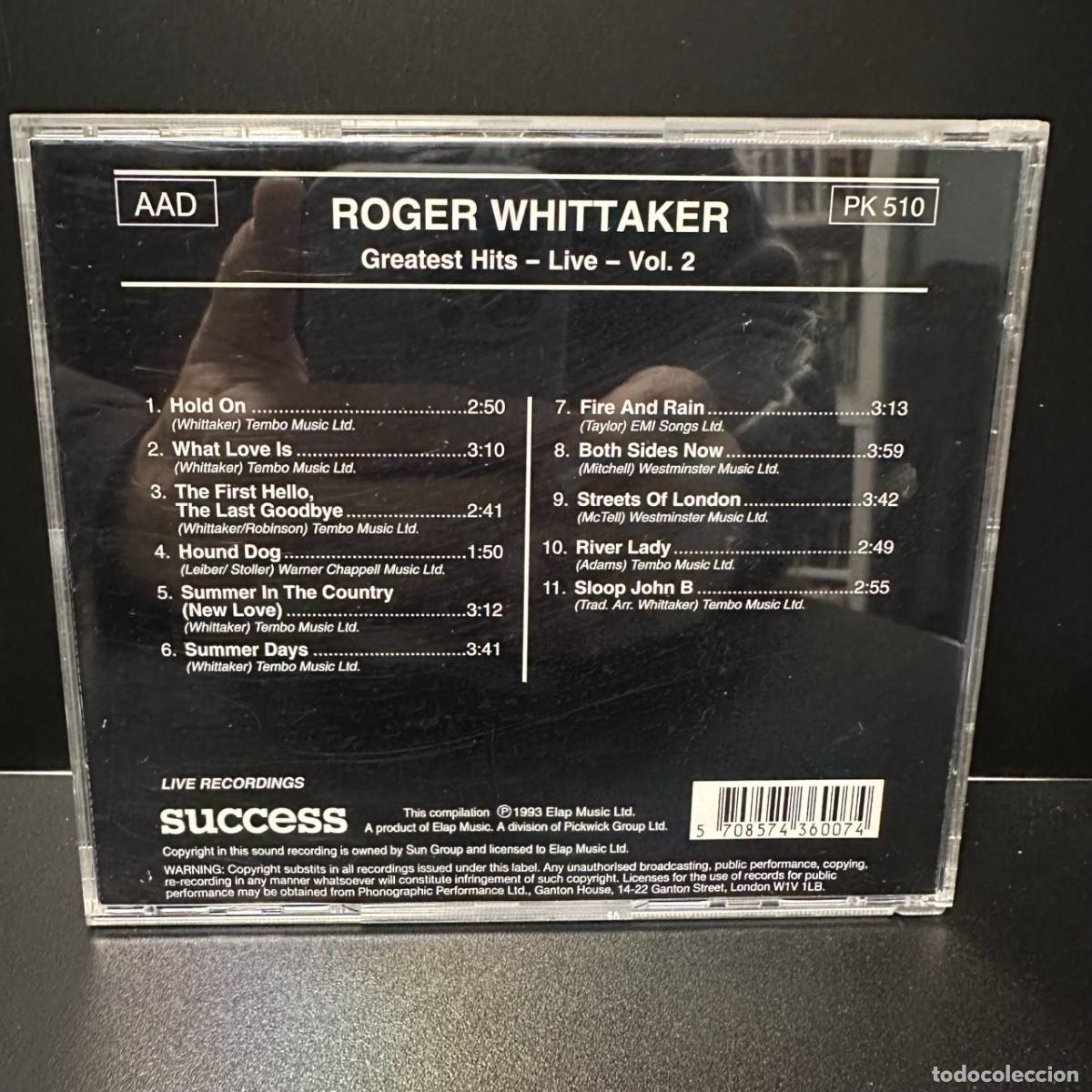 CDs de m&uacute;sica: Roger Whittaker - Greatest Hits - Vol. 2 Live (CD) - Foto 2