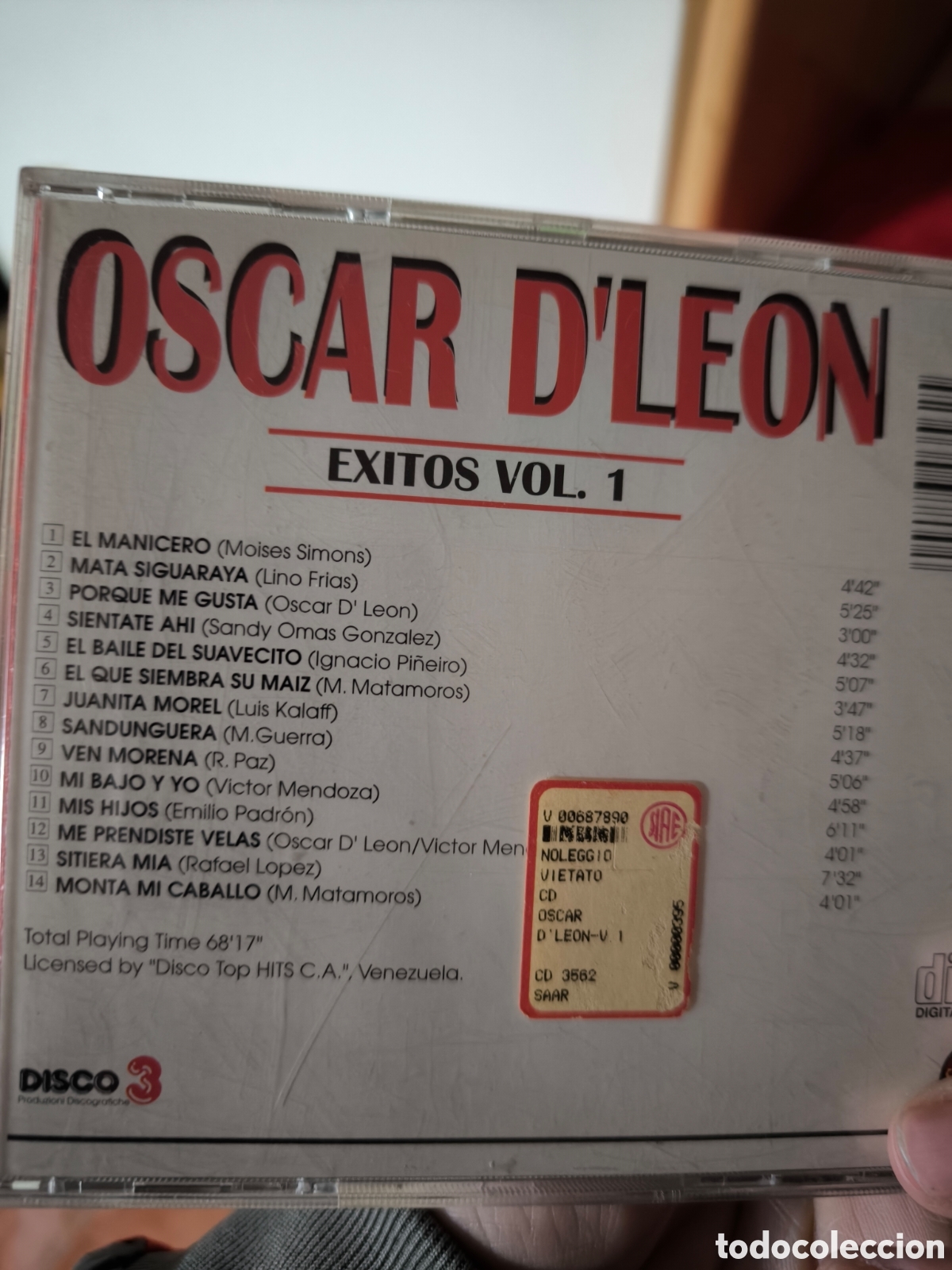 CDs de m&uacute;sica: Cd Oscar Dleon grandes &eacute;xitos vol. 1 - Foto 2